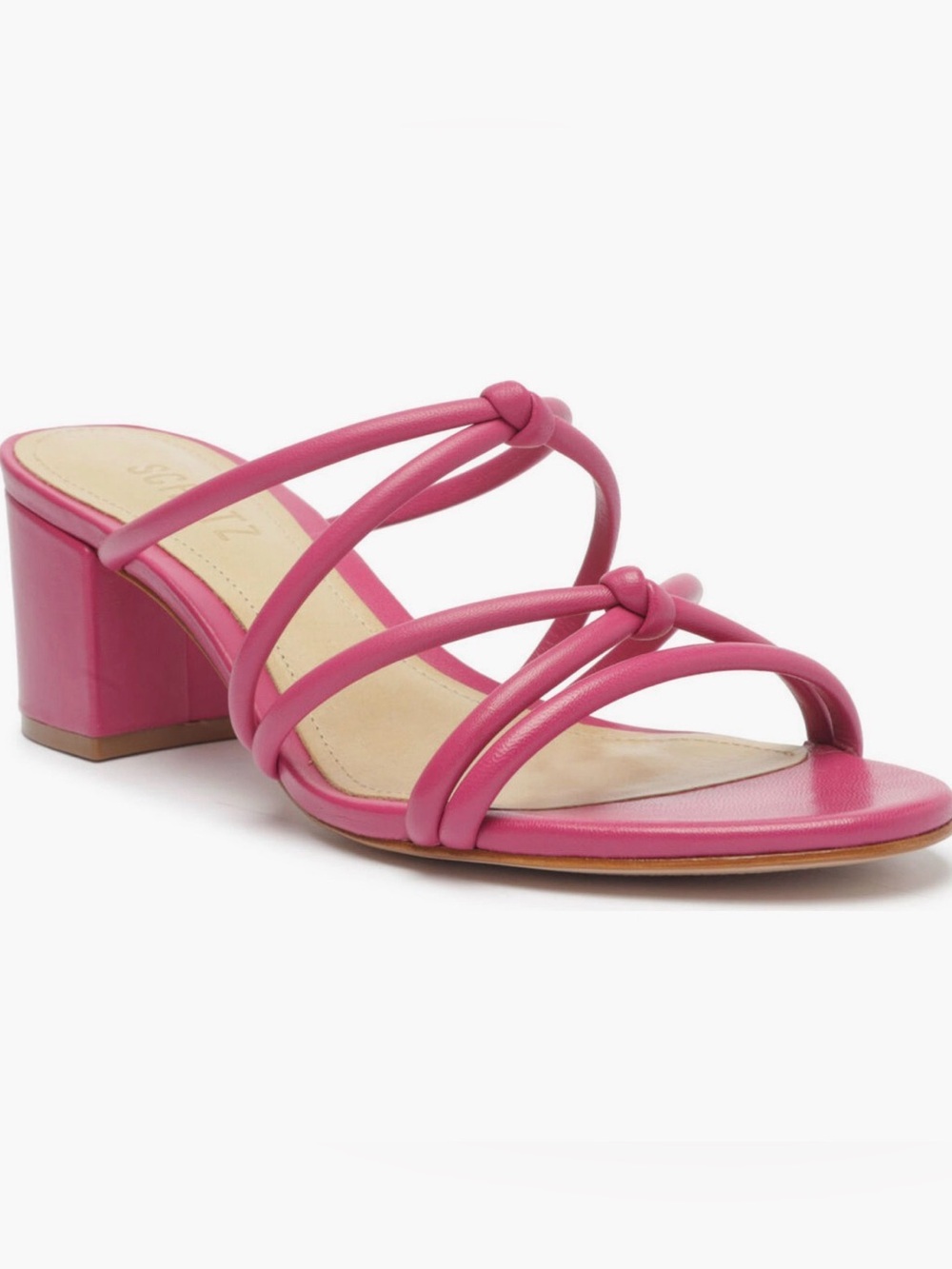 Pink Strappy Block Heel Sandal - Women's
